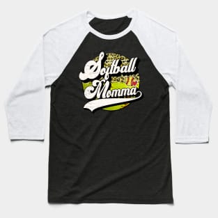 Softball Momma Vintage Leopard Softball Family Matching Baseball T-Shirt